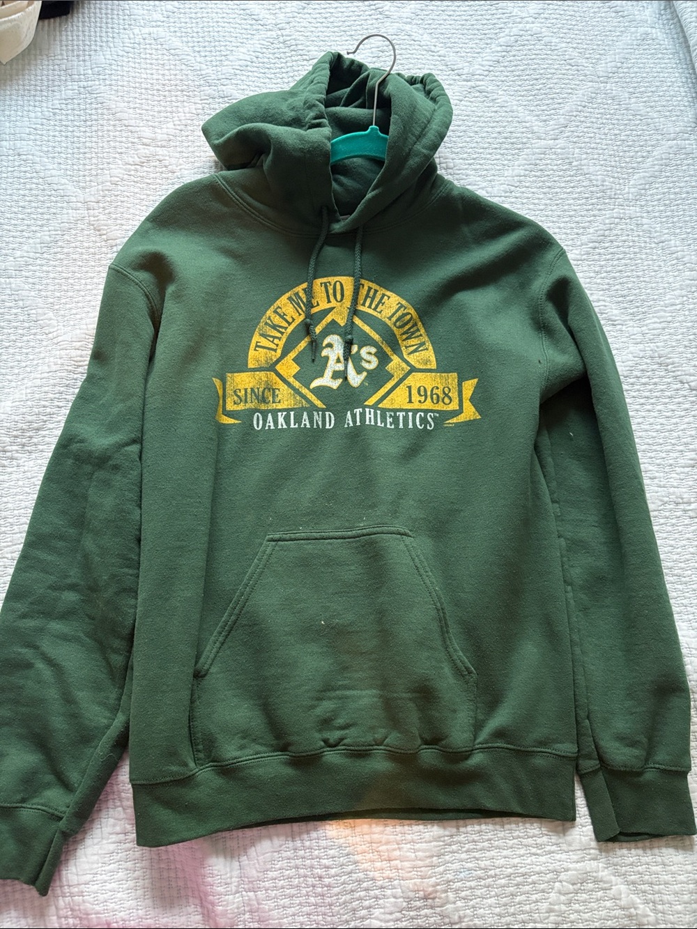 Genuine Merchandise Green Oakland Athletics Hooded Sweatshirt with Yellow Logo